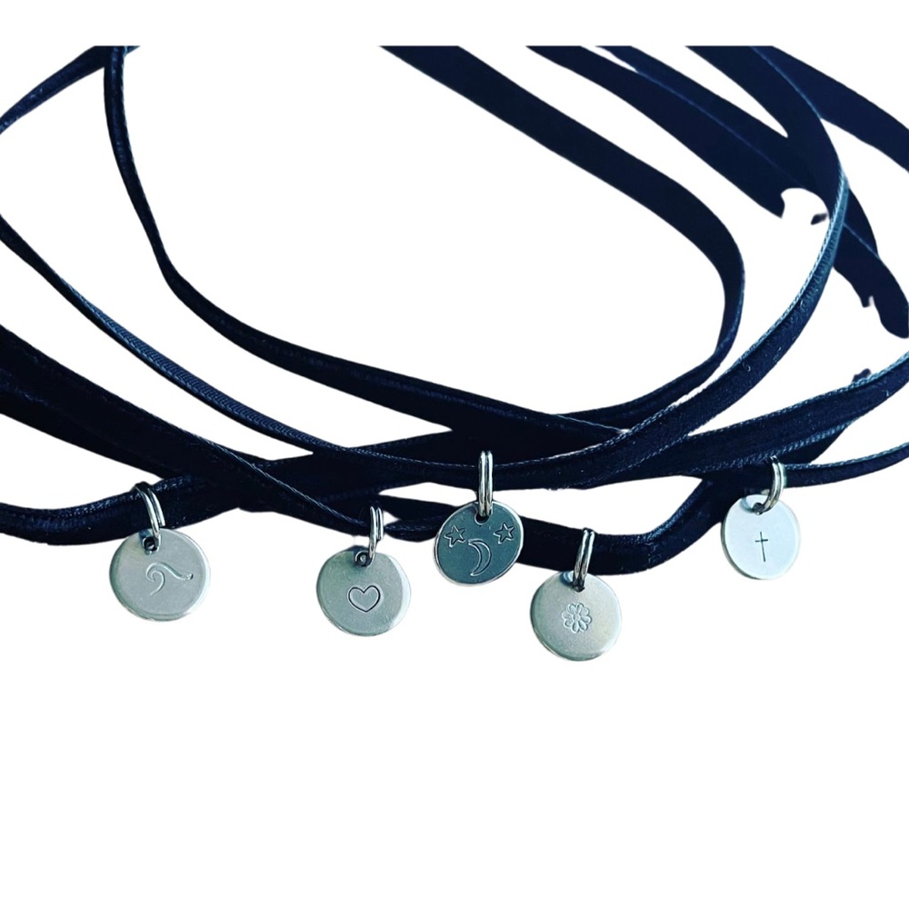Disc Choker - Disc Necklace -  Hand Stamped Necklace - Choker Necklace